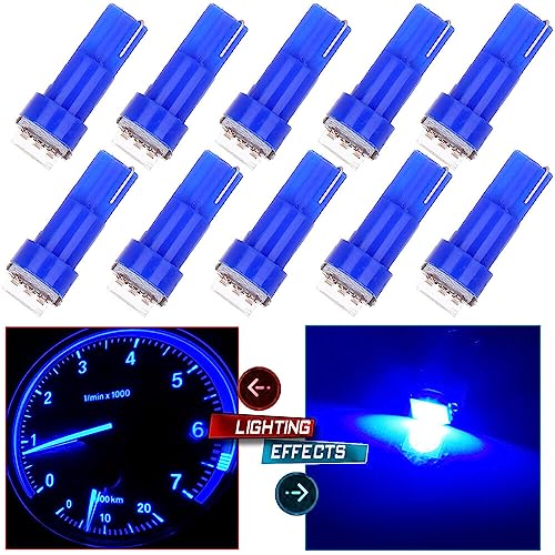 cciyu 10pcs T5 74 17 37 58 85 LED Light Bulbs Instrument Panel Dashboard Light Bulbs,Ice Blue - Image 2