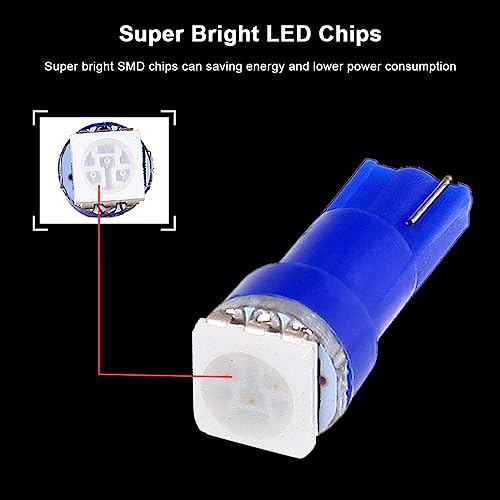 cciyu 10pcs T5 74 17 37 58 85 LED Light Bulbs Instrument Panel Dashboard Light Bulbs,Ice Blue - Image 5