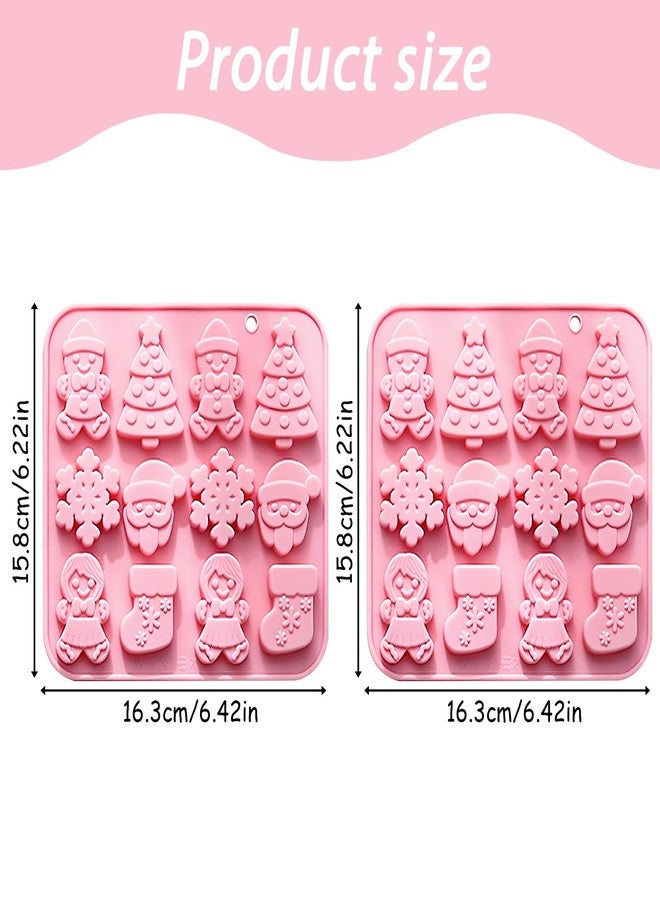 Fchil Christmas Silicone Baking Mold, Pink Holiday Shapes with Snowflakes and Trees Design, 2 Pack - Image 2