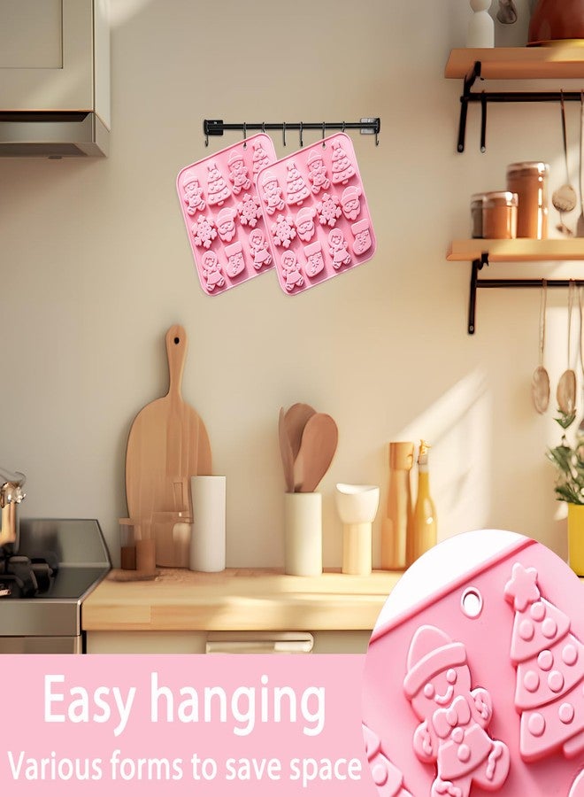 Fchil Christmas Silicone Baking Mold, Pink Holiday Shapes with Snowflakes and Trees Design, 2 Pack - Image 4
