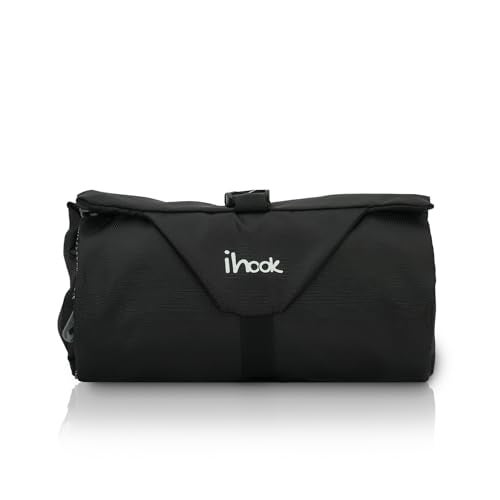 ihook Travel Toiletry Foldable Pouch/Bag with Hanging Hook for Men & Women– Compact Waterproof Organizer for Toiletries,Shaving Kit,Cosmetics,Travel Accessories,Essentials & Personal Care Items(Black) - Image 1