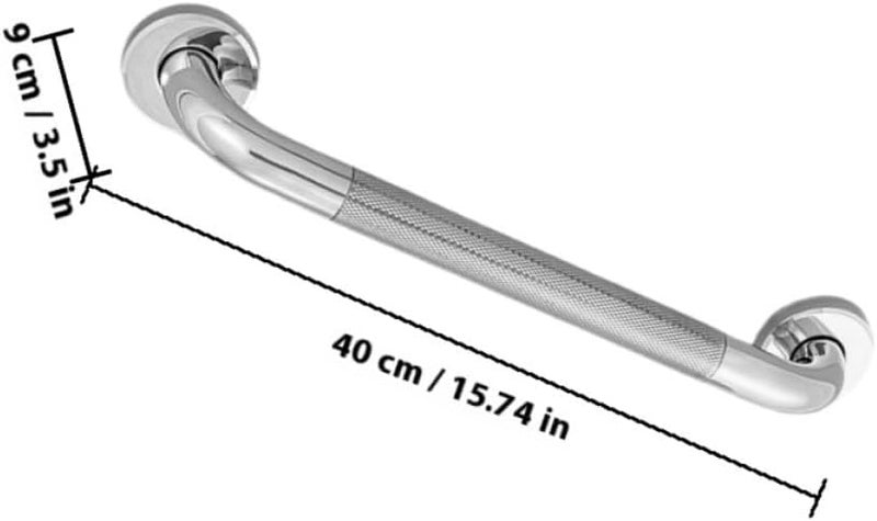 Uonlytech Stainless Steel 40cm Knurled Non-Slip Grab Bar Handrail for Bathtubs and Showers, Safety Handrail for Elderly Bathroom Support, 1pcs Accessible Bath Rail - Image 2