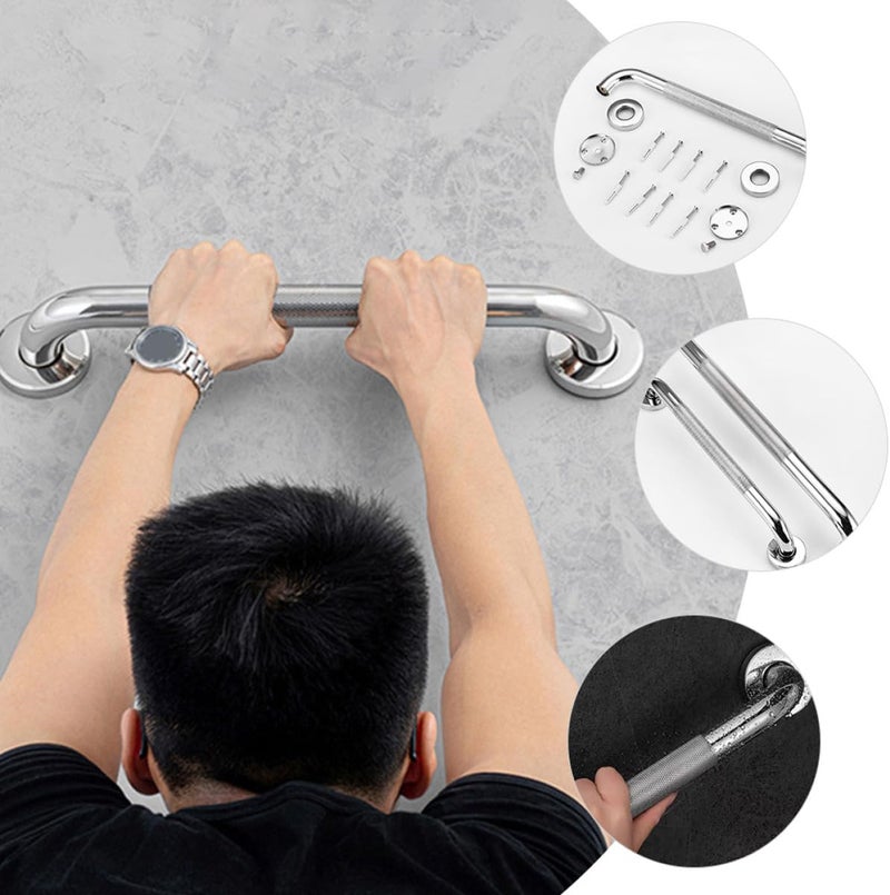 Uonlytech Stainless Steel 40cm Knurled Non-Slip Grab Bar Handrail for Bathtubs and Showers, Safety Handrail for Elderly Bathroom Support, 1pcs Accessible Bath Rail - Image 5