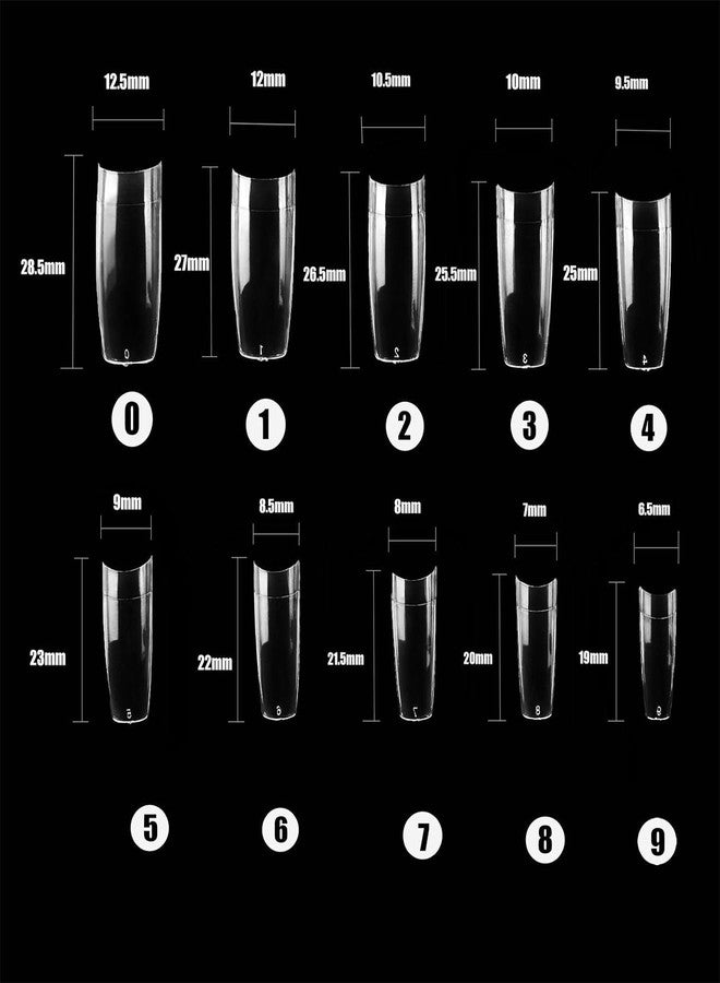 RECTYO GALLERY Acrylic False Nail Tips, 200PCS Fake Nail Shape Artificial False Nails Tips 10 Sizes with Case for Nail Art Salons (Clear+Natural) - Image 5