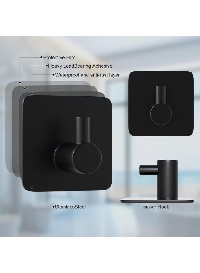 تراسل خطافات لاصقة، خطافات استحمام من الفولاذ المقاوم للصدأ SUS304، خطافات استحمام من الفولاذ المقاوم للصدأ SUS304، خطافات حائط مضادة للانزلاق شديدة التحمل، خطافات تعليق للمناشف، الجلباب، المعاطف، المفاتيح - مطبخ الحمام المنزلي - 4 عبوات - Image 3