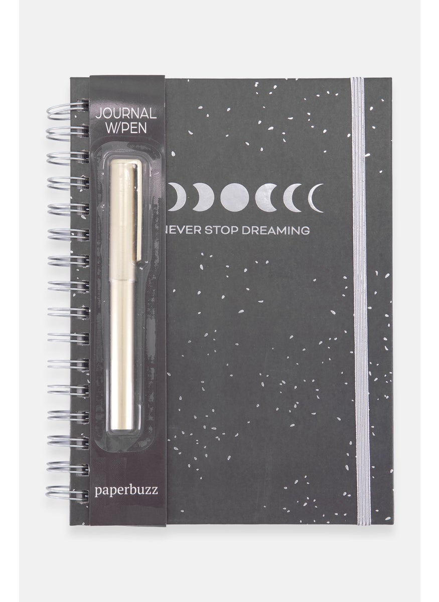 Paperbuzz Never Stop Dreaming Notebook With Pen, Black  - Image 1