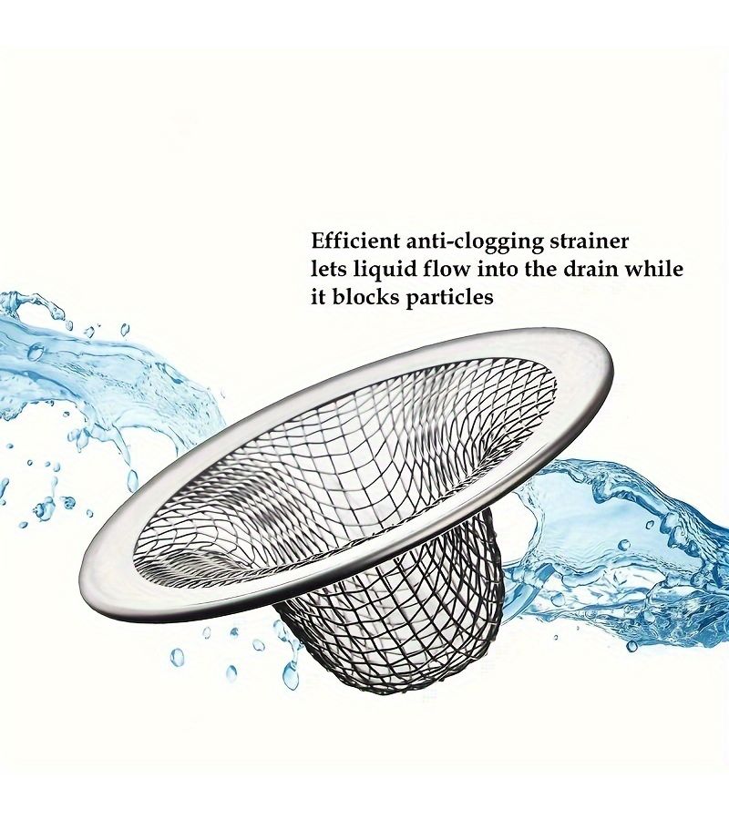 3pcs Stainless Steel Bathroom Sink Strainer Drain Filter Anti Clog Hair Catcher - Image 3