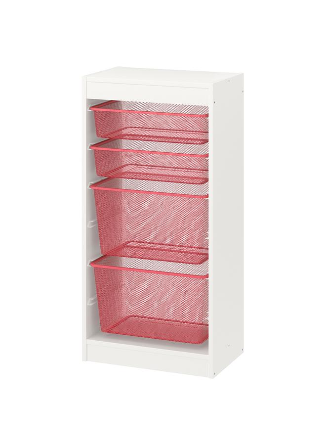 Zaboon Storage Combination, White/Light Red, 46X30X94 Cm - Image 1
