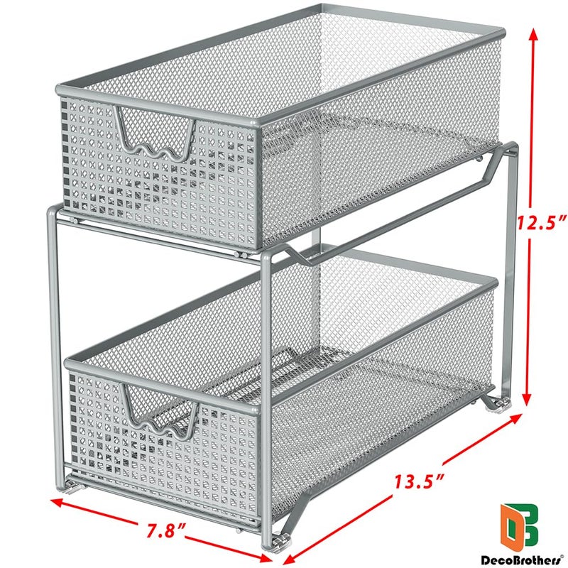 ديكو بروذرز منظم خزانة شبكي منزلق مكون من طبقتين - Image 3