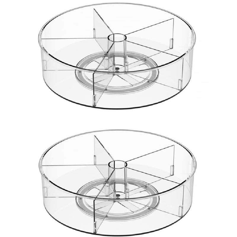 Slideep Lazy Susan Plastic Turntable Divided Spinner for Kitchen Cabinet Pantry Fridge Cupboard Counter Organizing Fully Rotating Organizer for Food Spices and Condiments 115 Clear  2 Pack