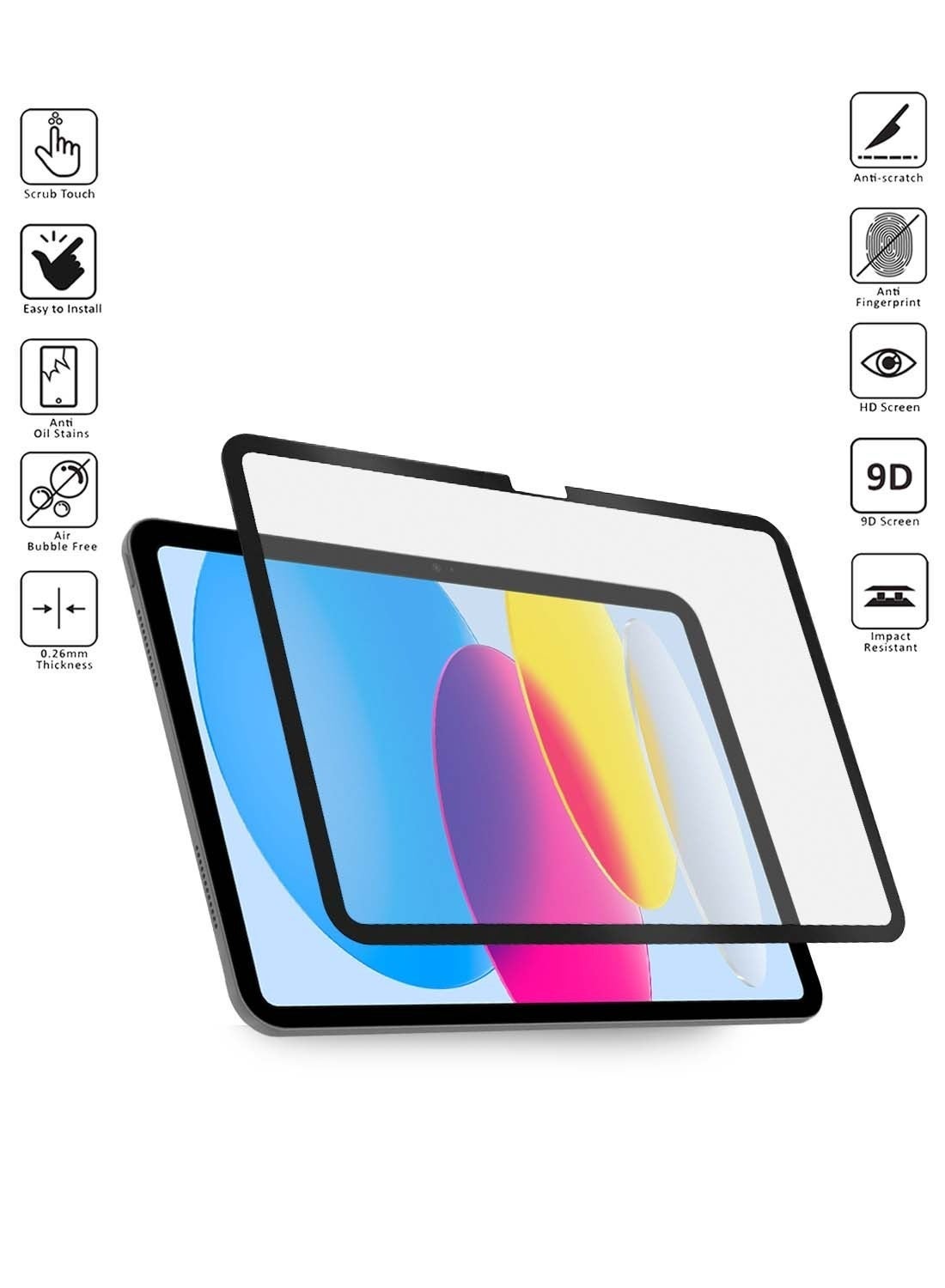 Wtech Apple iPad 2025 (11th Generation) A16 10.9 inch Nano Ceramic Full Glue Full Cover Matte Flexible Screen Protector (TSCNMN) - Clear/Black