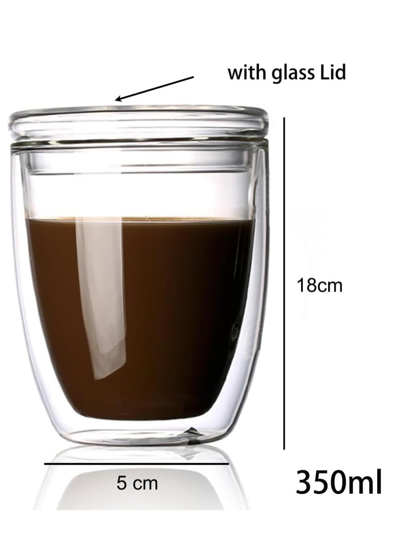 ECVV Coffee Mugs, 2 Pack Double Walled Glass Coffee Mugs, 350ml Glass Espresso Mug Cups, Clear Glass Coffee Cups Cappuccino Cups, Coffee Mug Clear - Image 3