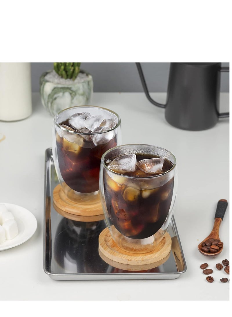 ECVV Coffee Mugs, 2 Pack Double Walled Glass Coffee Mugs, 350ml Glass Espresso Mug Cups, Clear Glass Coffee Cups Cappuccino Cups, Coffee Mug Clear - Image 5