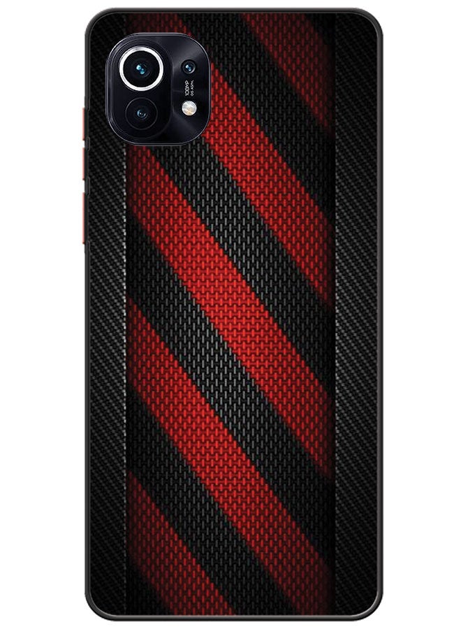 Protective Case Cover For Xiaomi Redmi 11 Red & Black Pattern