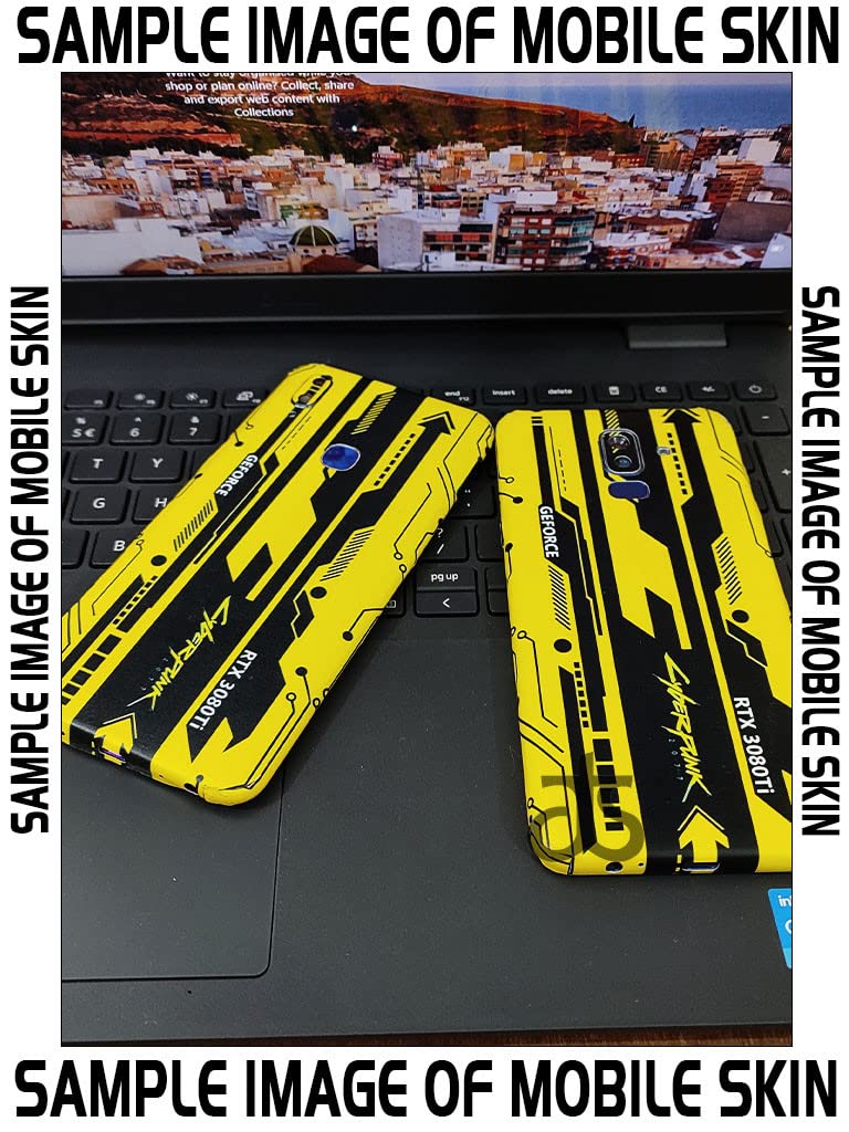 AtOdds Mobile Skin Sticker Wrap | Compatible for Poco F7 (5G) | Scratchproof Matte Finish | Full Coverage for All Sides & Camera Protection (Yellow Cyberpunk) - Image 2