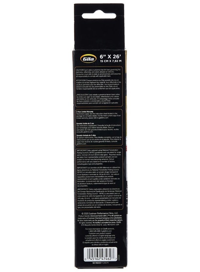 Gila Window Tint Window Film, Window Tint Diy Extra Heat Control Glare Control, 20% Rear Window Limo Black, 6in. x 26ft - Rear Window, USS74 - Image 3