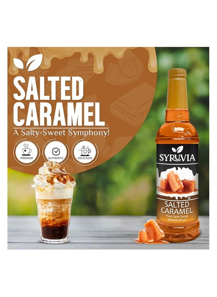 Syruvia Syruvia Salted Caramel Coffee Syrup – 750 ml – Syrup for Coffee, Lattes, Shakes, Smoothies, Desserts – 100% Vegan, Gluten Free, Kosher Coffee Syrup  - Image 1