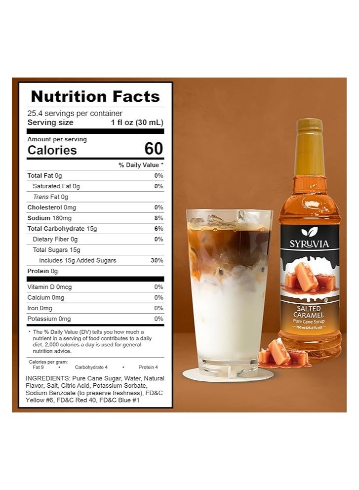 Syruvia Syruvia Salted Caramel Coffee Syrup – 750 ml – Syrup for Coffee, Lattes, Shakes, Smoothies, Desserts – 100% Vegan, Gluten Free, Kosher Coffee Syrup  - Image 3