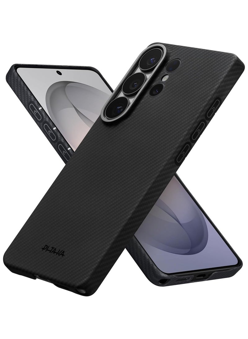 بيتاكا حافظة MagSafe لهاتف Samsung Galaxy S26 Ultra فائقة النحافة، حافة مرتفعة للكاميرا، ملمس منسوج، حماية من السقوط والتلف، غطاء خلفي متين - أسود/رمادي منسوج - Image 1