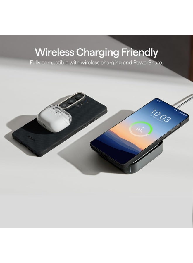 بيتاكا حافظة MagSafe لهاتف Samsung Galaxy S26 Ultra فائقة النحافة، حافة مرتفعة للكاميرا، ملمس منسوج، حماية من السقوط والتلف، غطاء خلفي متين - أسود/رمادي منسوج - Image 4