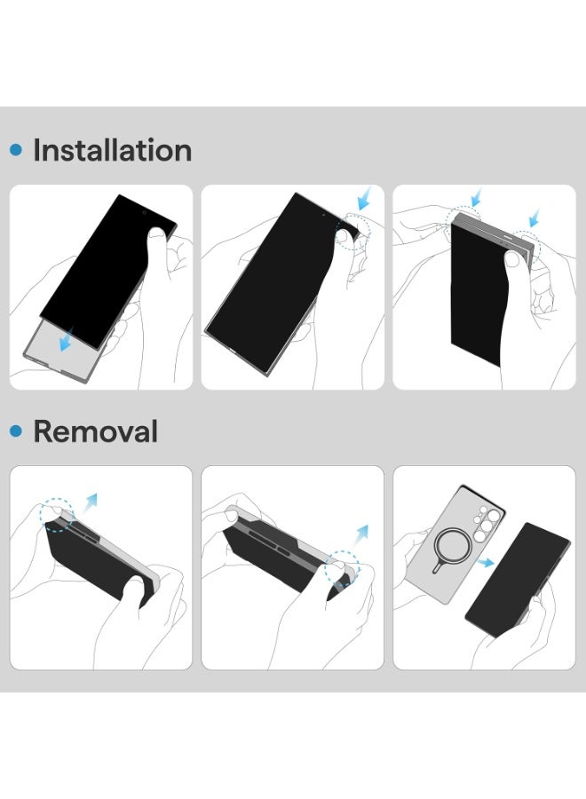 بيتاكا حافظة MagSafe لهاتف Samsung Galaxy S26 Ultra فائقة النحافة، حافة مرتفعة للكاميرا، ملمس منسوج، حماية من السقوط والتلف، غطاء خلفي متين - أسود/رمادي منسوج - Image 2