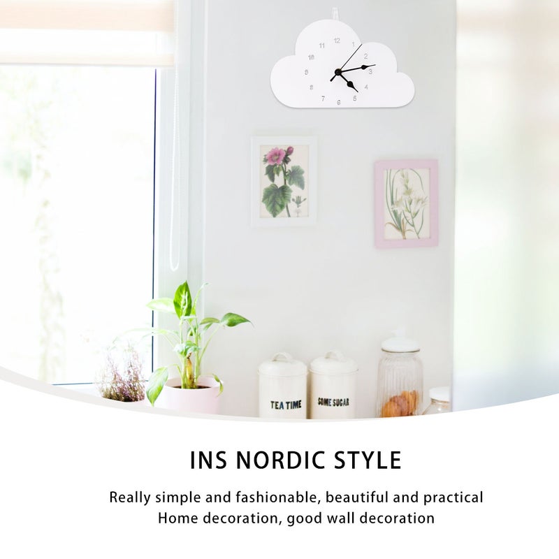 2 pcs Nordic-style Clock Cloud-shaped Clock for Bedroom Desktop Clock for Home Clock (White) - Image 4