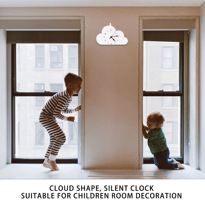 2 pcs Nordic-style Clock Cloud-shaped Clock for Bedroom Desktop Clock for Home Clock (White) - Image 3