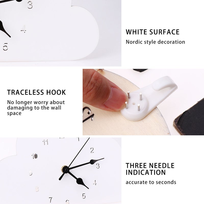 2 pcs Nordic-style Clock Cloud-shaped Clock for Bedroom Desktop Clock for Home Clock (White) - Image 5