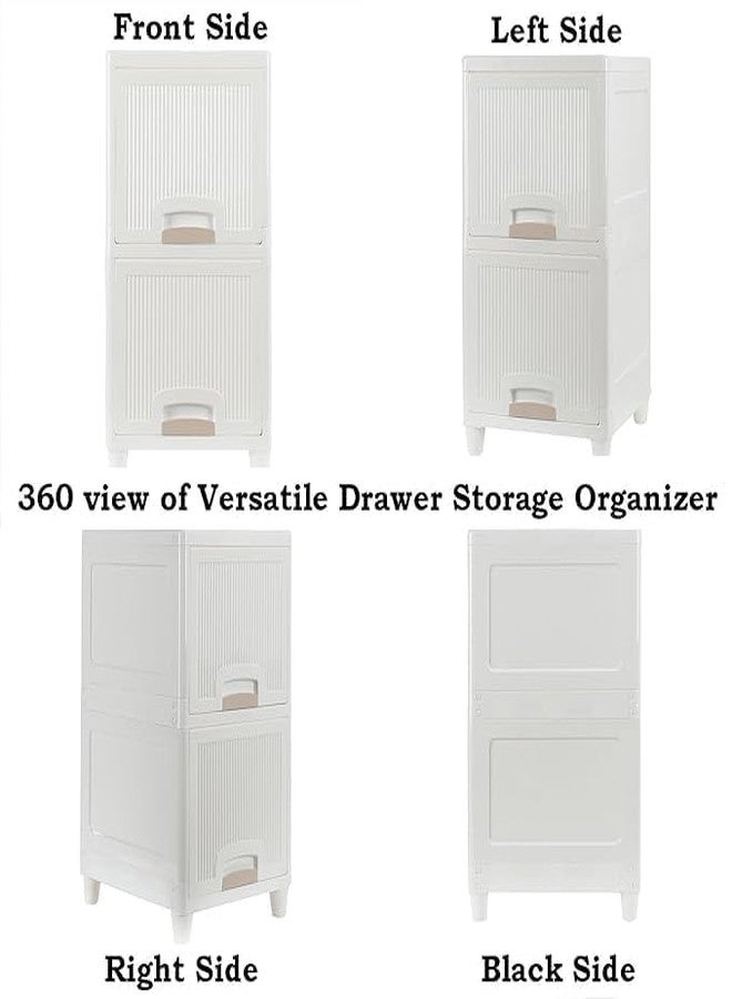 COYRASTH Plastic Cabinet for Storage Foldable Box | Stack it Up | Cloth Stacker | Foldable Shirt Storage Stacker for Wardrobe | Plastic Stackable Closet Organizer | White Storage Box | Drawer Storage Box - Image 3