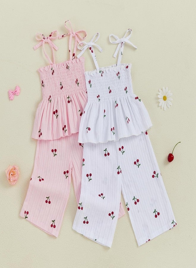 Mubineo Toddler Baby Girl Summer Fall Clothes Cute Sleeveless Tops Pant Outfits Set Infant Strap Boho Princess Outfit (Pink, 2-3T) - Image 3
