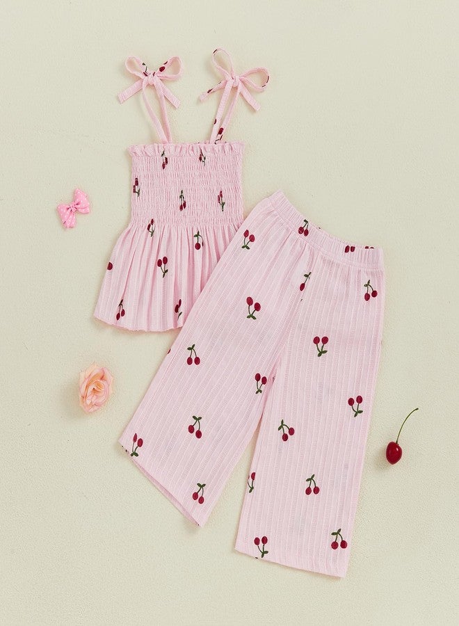 Mubineo Toddler Baby Girl Summer Fall Clothes Cute Sleeveless Tops Pant Outfits Set Infant Strap Boho Princess Outfit (Pink, 2-3T) - Image 4