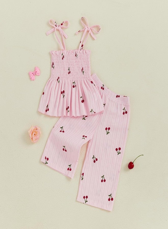 Mubineo Toddler Baby Girl Summer Fall Clothes Cute Sleeveless Tops Pant Outfits Set Infant Strap Boho Princess Outfit (Pink, 2-3T) - Image 5
