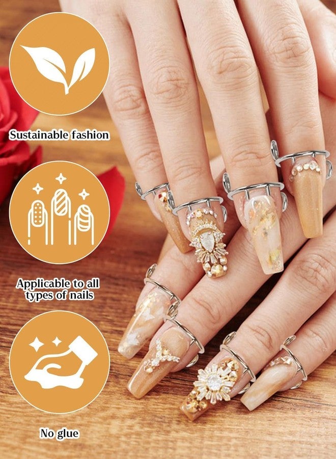 EBANKU 20PCS Adjustable Nail Rings Set - Detachable Reusable Women Gift With 96PCS Adhesive Tabs for Acrylic Art Decoration - Gold and Silver - Image 4
