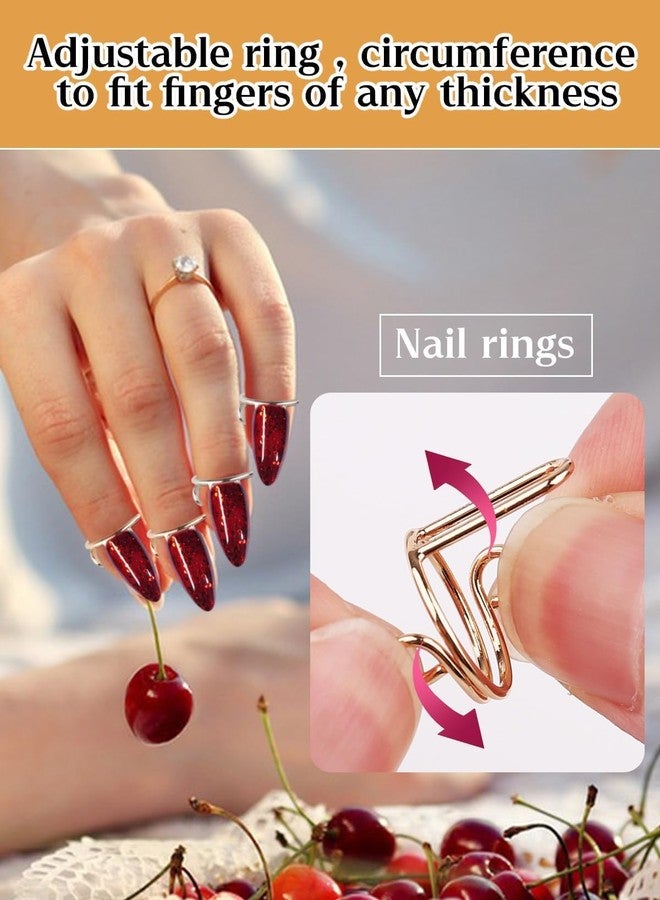 EBANKU 20PCS Adjustable Nail Rings Set - Detachable Reusable Women Gift With 96PCS Adhesive Tabs for Acrylic Art Decoration - Gold and Silver - Image 2