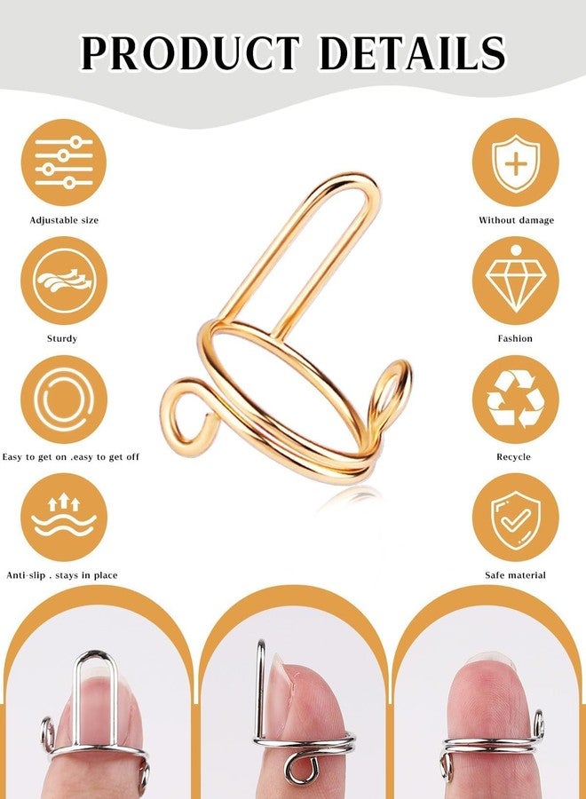 EBANKU 20PCS Adjustable Nail Rings Set - Detachable Reusable Women Gift With 96PCS Adhesive Tabs for Acrylic Art Decoration - Gold and Silver - Image 3