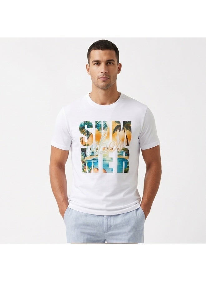 بافون تيشيرت PAVONE قطن 100% رجالي - تيشيرت صيفي مطبوع "Summer Vibes" بلمسة عصرية، أبيض كاجوال - Image 5