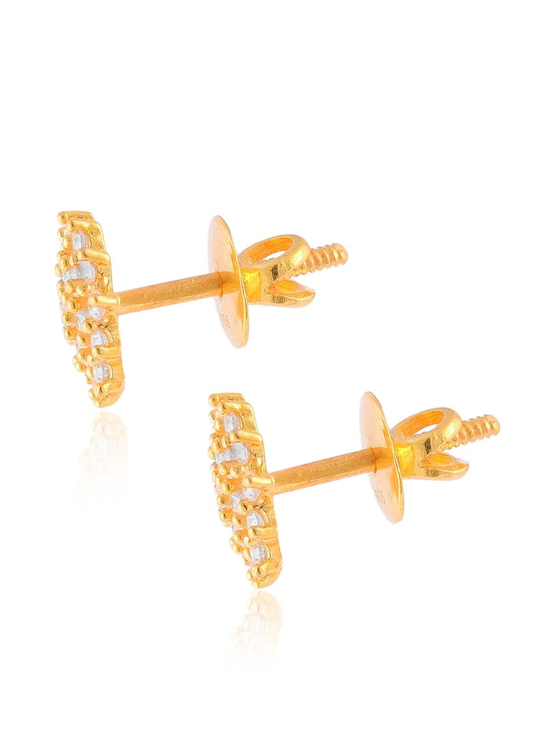 BAFLEH JEWELLERY - Flower Shape Gold Earrings in 22kt Gold - Image 1