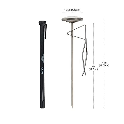 CDN ProAccurate® Instant Read Beverage Frothing Thermometer with Clip for Precise Temperature Measurement, 7" Stainless Steel Stem, Yellow Case (IRTL220) - Image 2