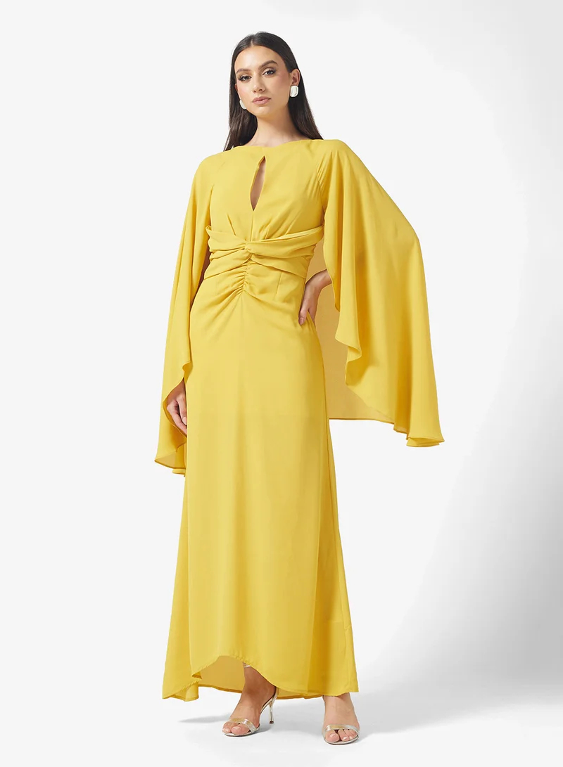 PRETTY LAVISH Ellison Cape Knot Maxi Dress