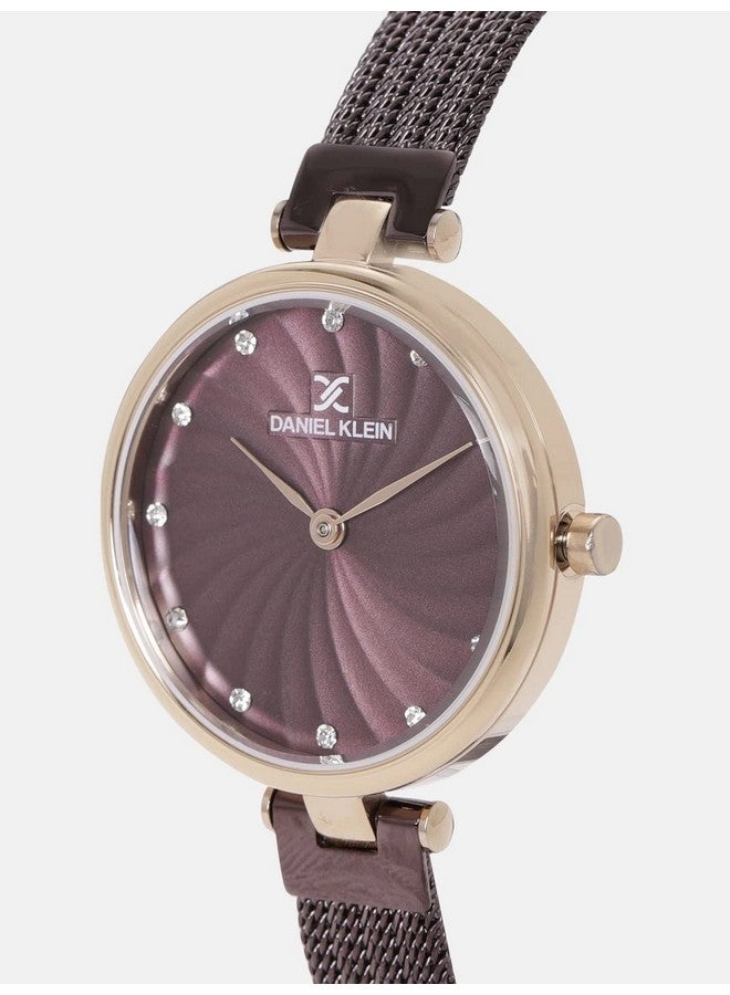 Daniel Klein Analog Maroon Dial Women Watch -Dk11904-6 (Brown, Stainless Steel) - Image 3