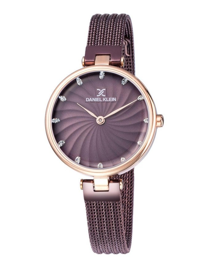 Daniel Klein Analog Maroon Dial Women Watch -Dk11904-6 (Brown, Stainless Steel) - Image 1