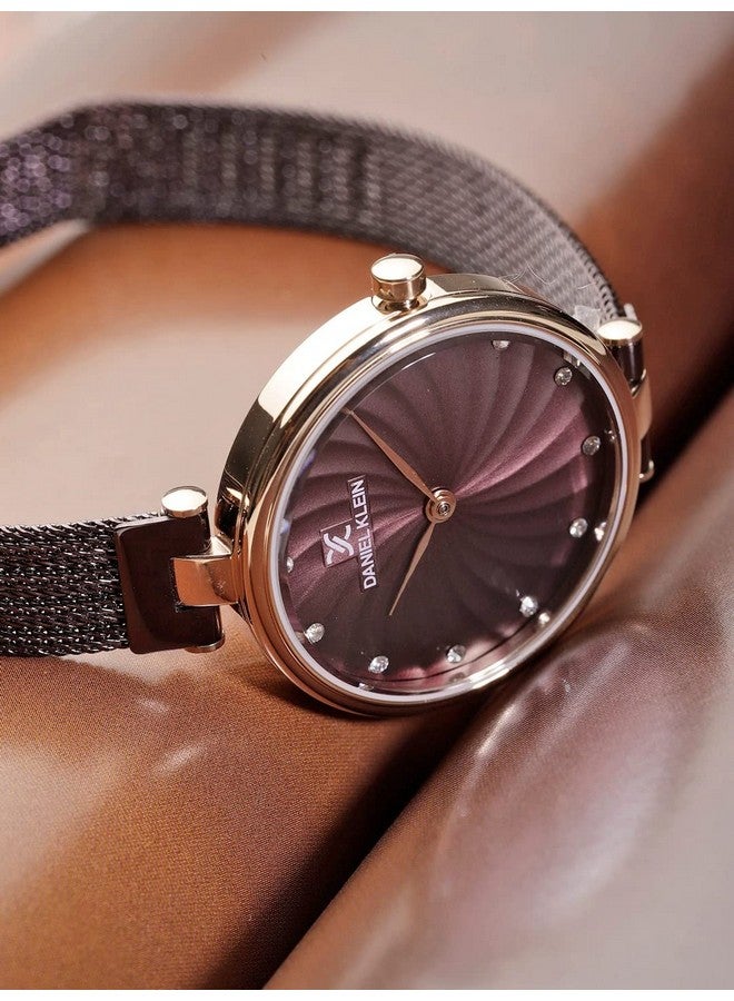 Daniel Klein Analog Maroon Dial Women Watch -Dk11904-6 (Brown, Stainless Steel) - Image 2