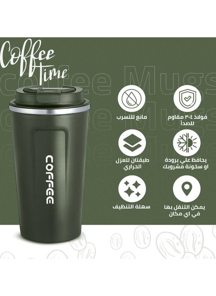 Generic - Original 510ml Thermos Mug, Thermal Bottle, Vacuum Insulated 304 Stainless Steel Tea Coffee Thermos, Travel Thermos for Hot and Cold Drinks, Perfect for Kids and Babies. Leakproof Design, Great Gift for Outdoor, Office, Home, Sports Coffee Mug  Cappuccino Tea - Car Seat Mug - Coffee Mug - Double Wall Stainless Steel Insulated with Flip Lid to Keep Drinks Hot and Cold - Stainless Steel Vacuum Insulated Double Wall Thermal Cup for Tea Coffee Travel with Flip Lid for Hot and Cold Drinks for 6 Hours - Thermal Flask - Image 1