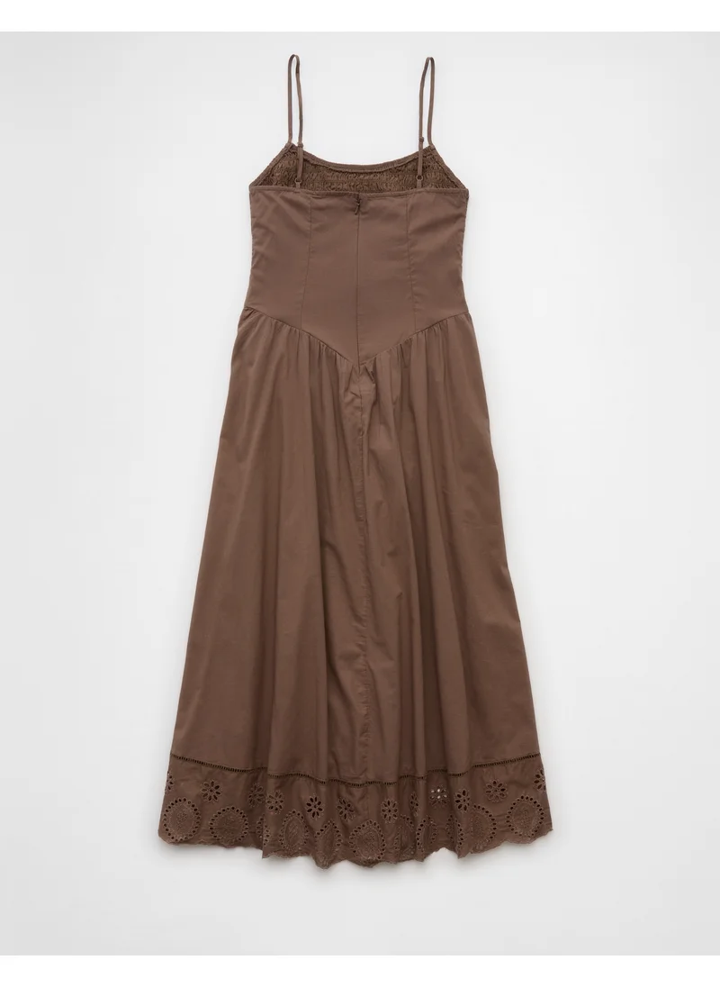 American Eagle AE Bella Smocked Drop Waist Midi Dress