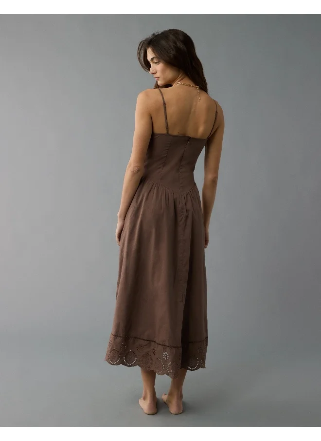 American Eagle AE Bella Smocked Drop Waist Midi Dress