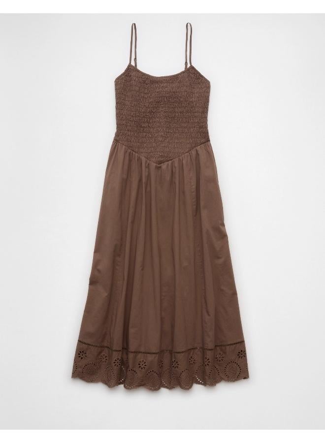 American Eagle AE Bella Smocked Drop Waist Midi Dress - Image 3