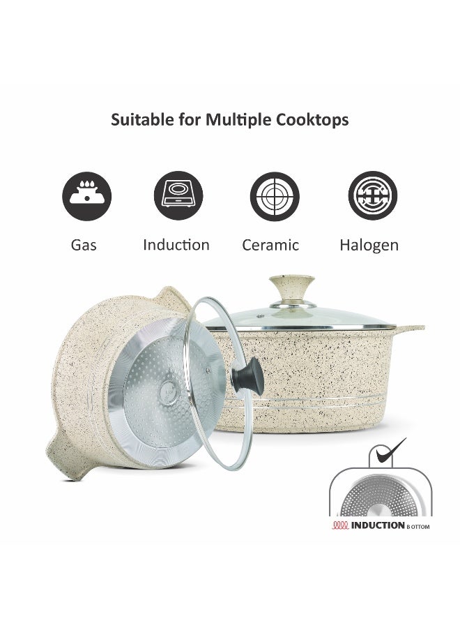 سونكس مجموعة أوما 8 قطع من الأواني غير اللاصقة – طلاء رخامي، أغطية زجاجية، مقابض سيليكون للطهي الآمن والسهل - Image 5