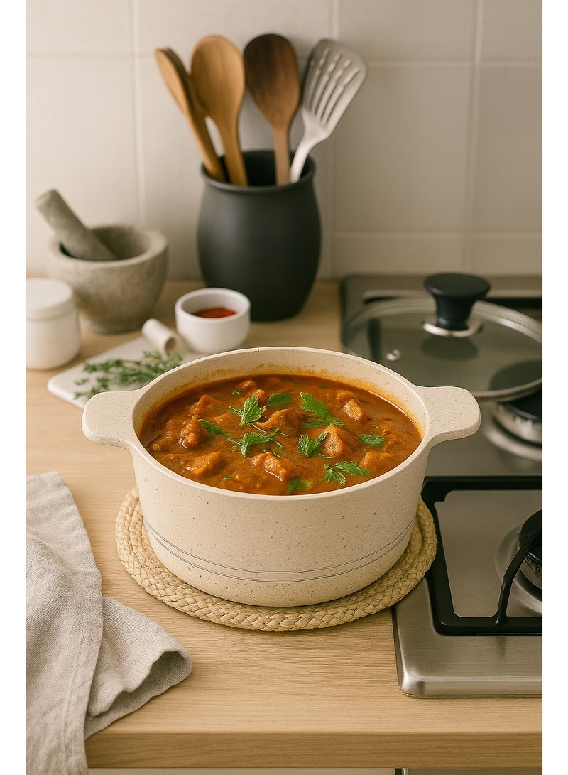 سونكس مجموعة أوما 8 قطع من الأواني غير اللاصقة – طلاء رخامي، أغطية زجاجية، مقابض سيليكون للطهي الآمن والسهل - Image 3