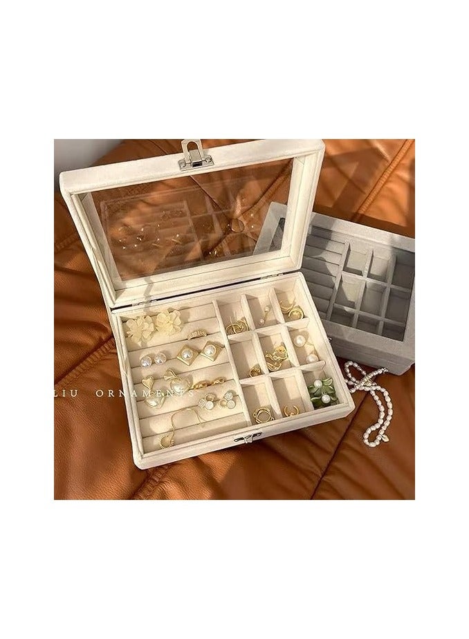 Jewelry Accessories Organizer for Women with Clear Lid, Soft Velvet Jewelry Box Travel Size, Organizer and Case for Rings, Earrings, Bracelets - Image 2