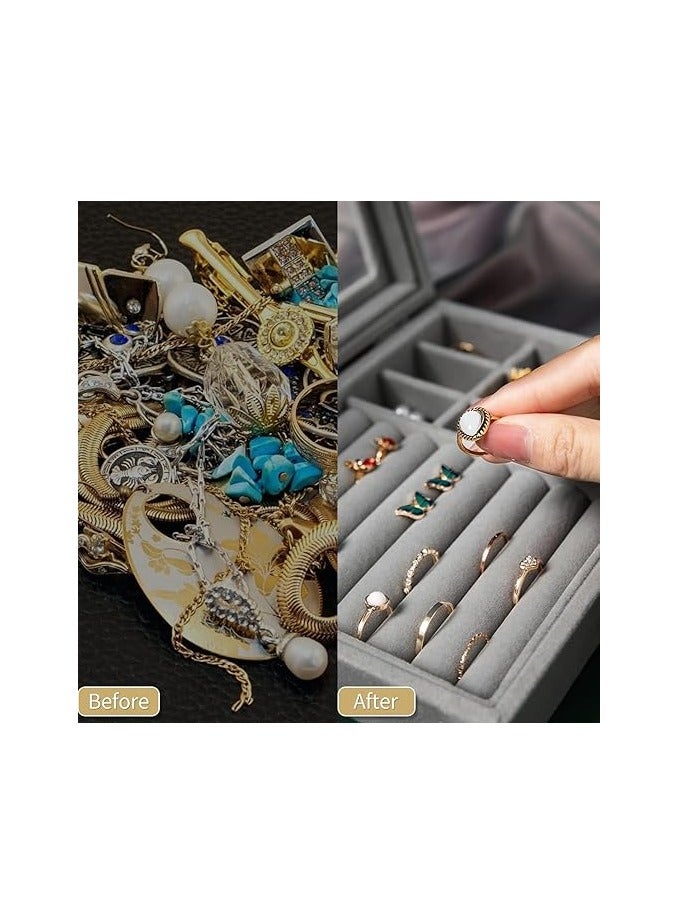 Jewelry Accessories Organizer for Women with Clear Lid, Soft Velvet Jewelry Box Travel Size, Organizer and Case for Rings, Earrings, Bracelets - Image 3